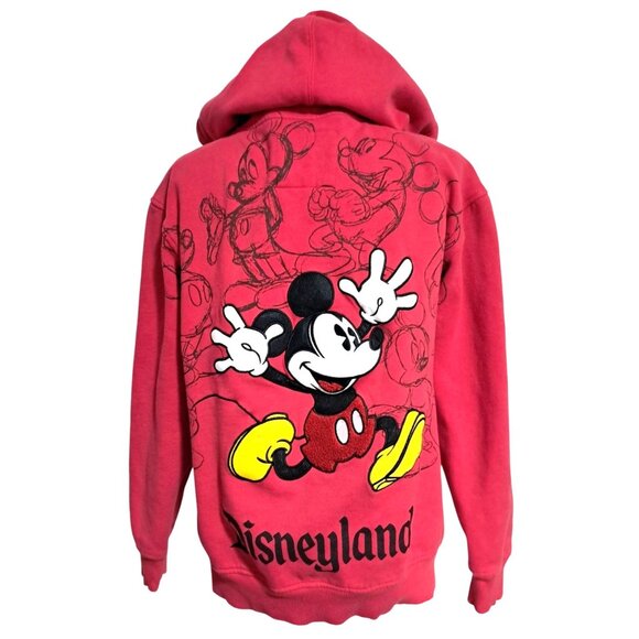 Disneyland Mickey Mouse Red Zip-Up Hoodie Medium Womens Unisex Mens Hooded Sweat - Picture 2 of 9